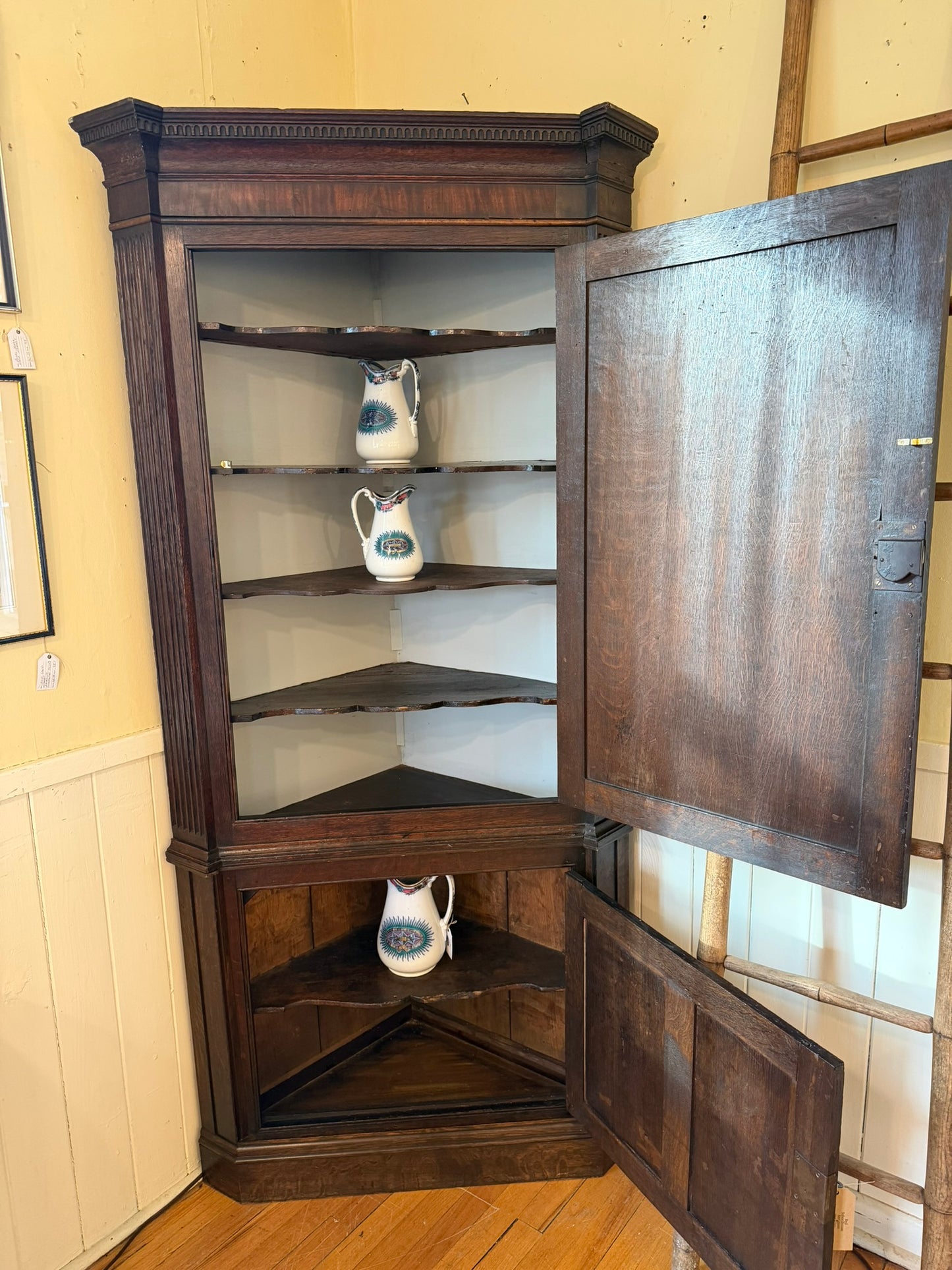 Antique Oak Corner Cupboard Ca 1820