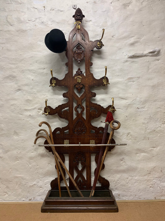 French Antique Oak Coat Rack