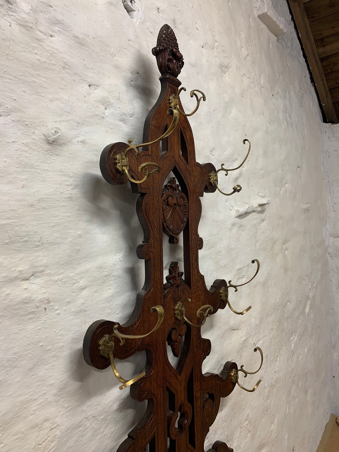 French Antique Oak Coat Rack