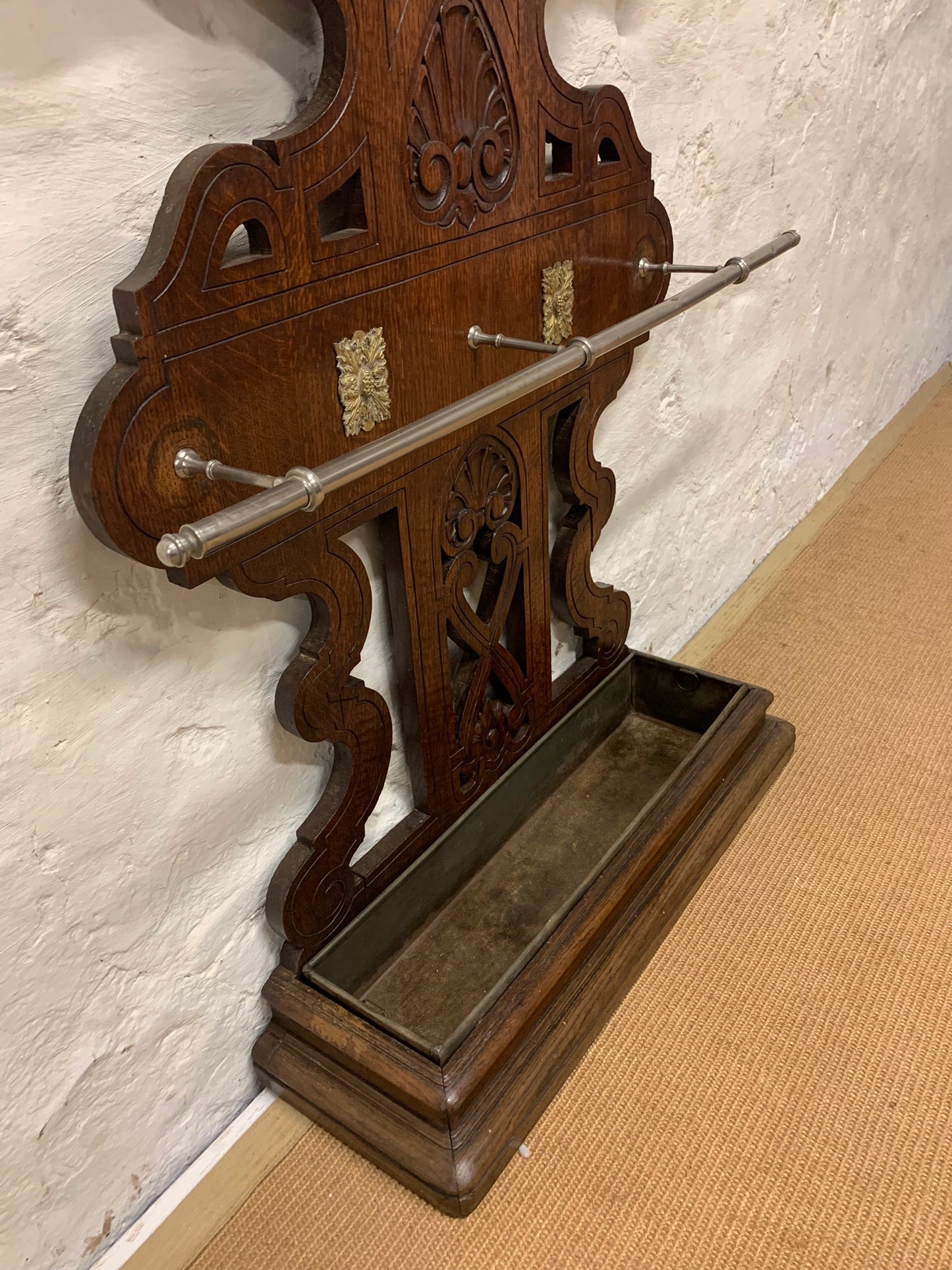 French Antique Oak Coat Rack