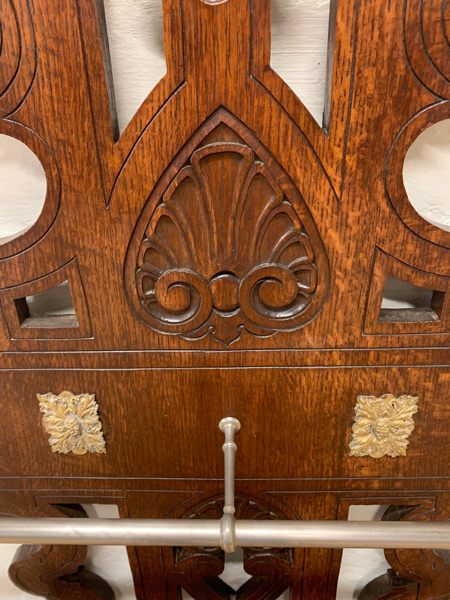 French Antique Oak Coat Rack