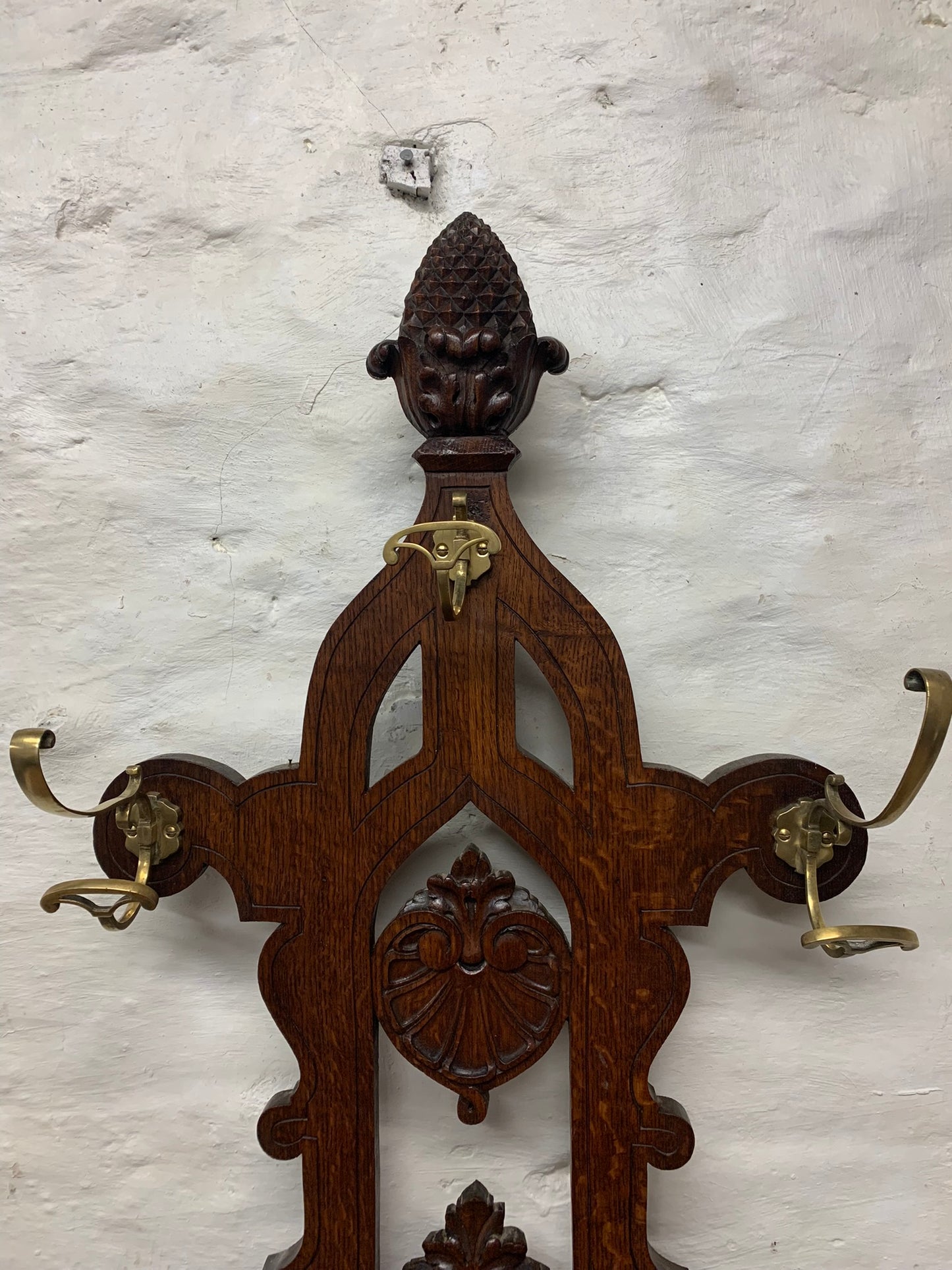 French Antique Oak Coat Rack