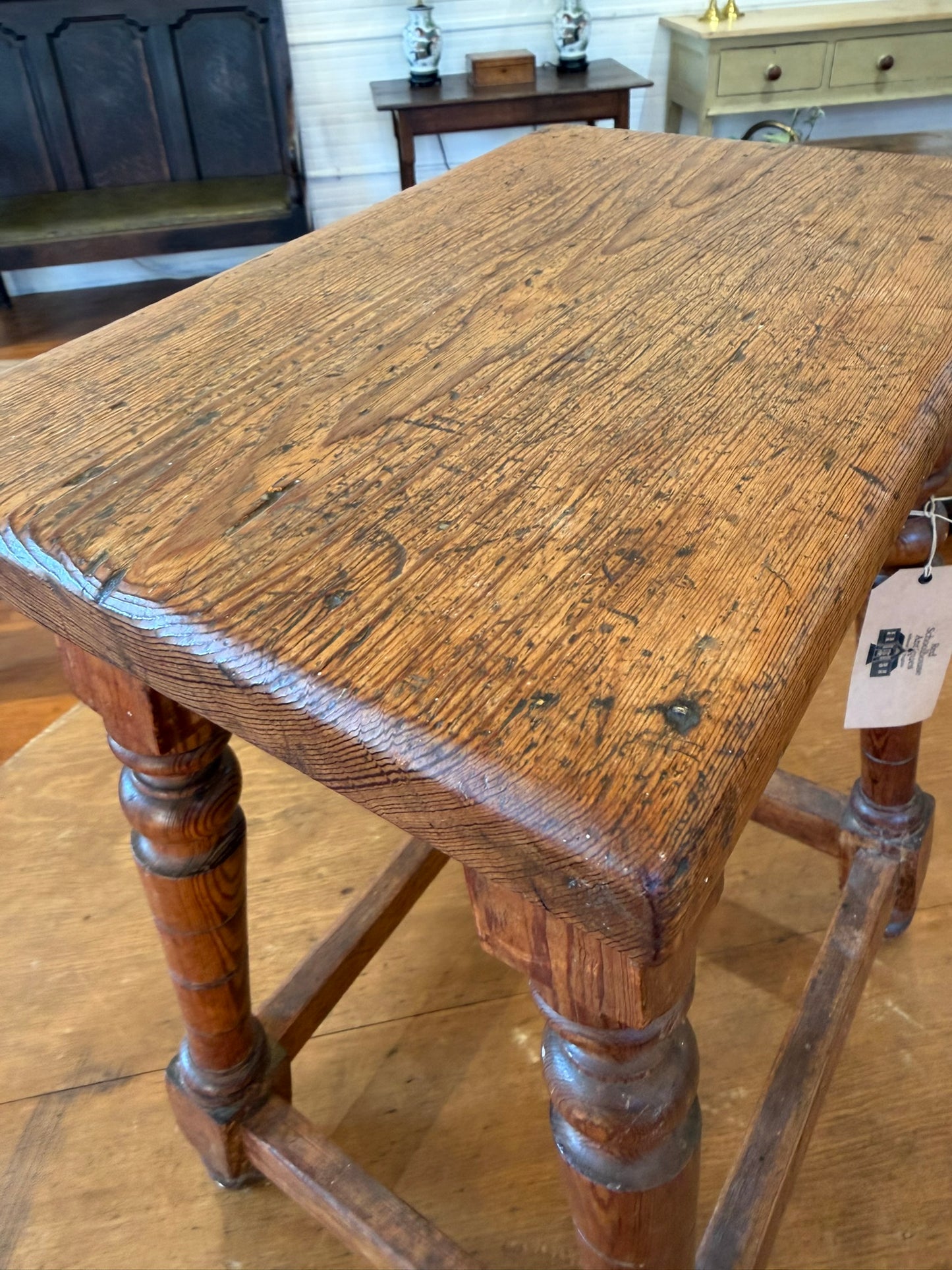 Antique Pine Stool / Side Table