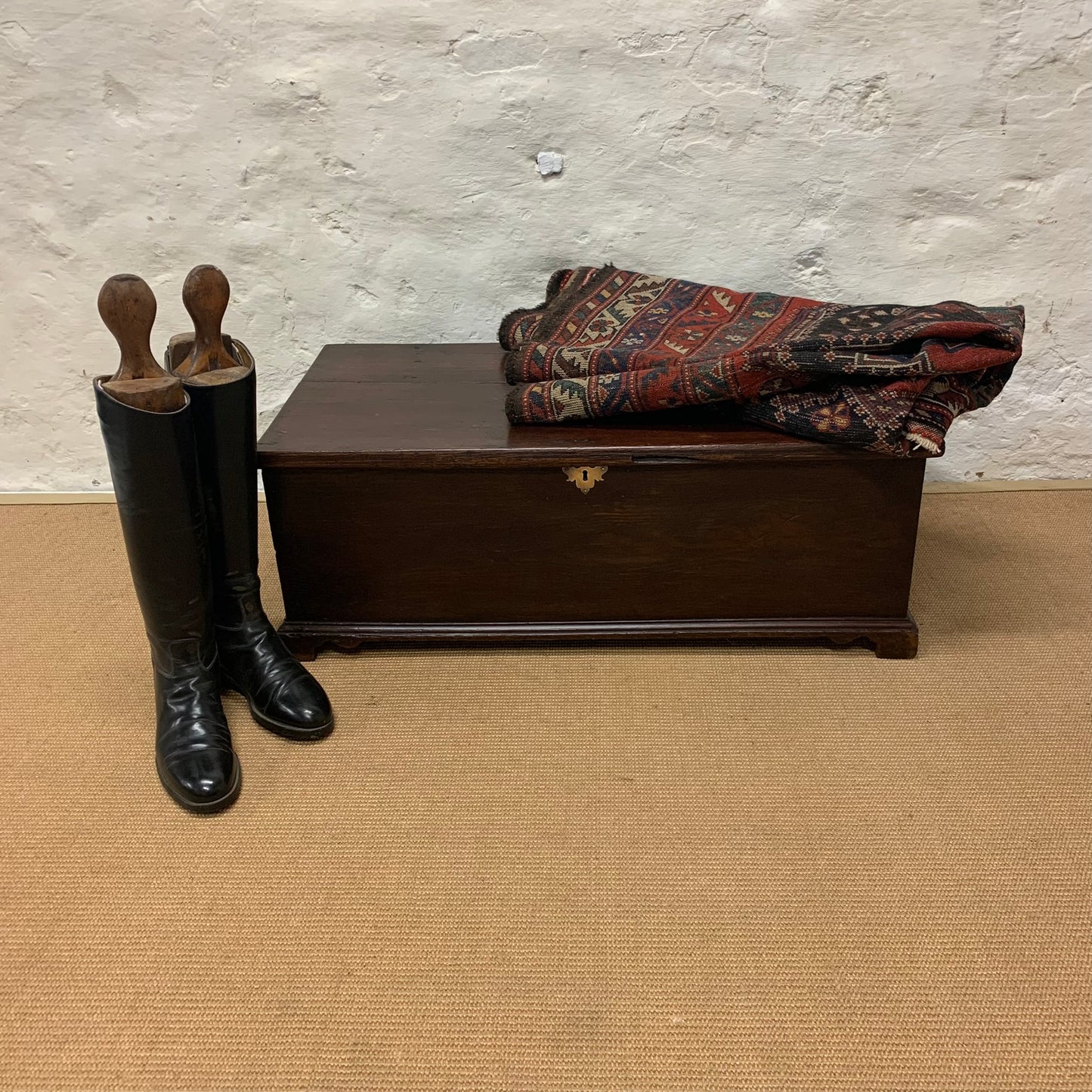 Antique Oak Blanket Box Ca 1840