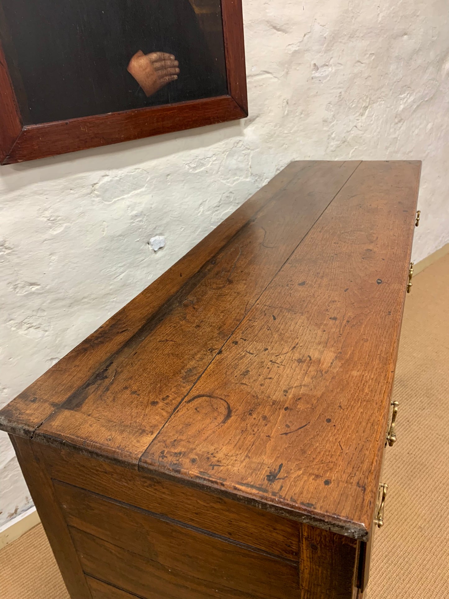 Antique Oak Potboard Server Ca 1840