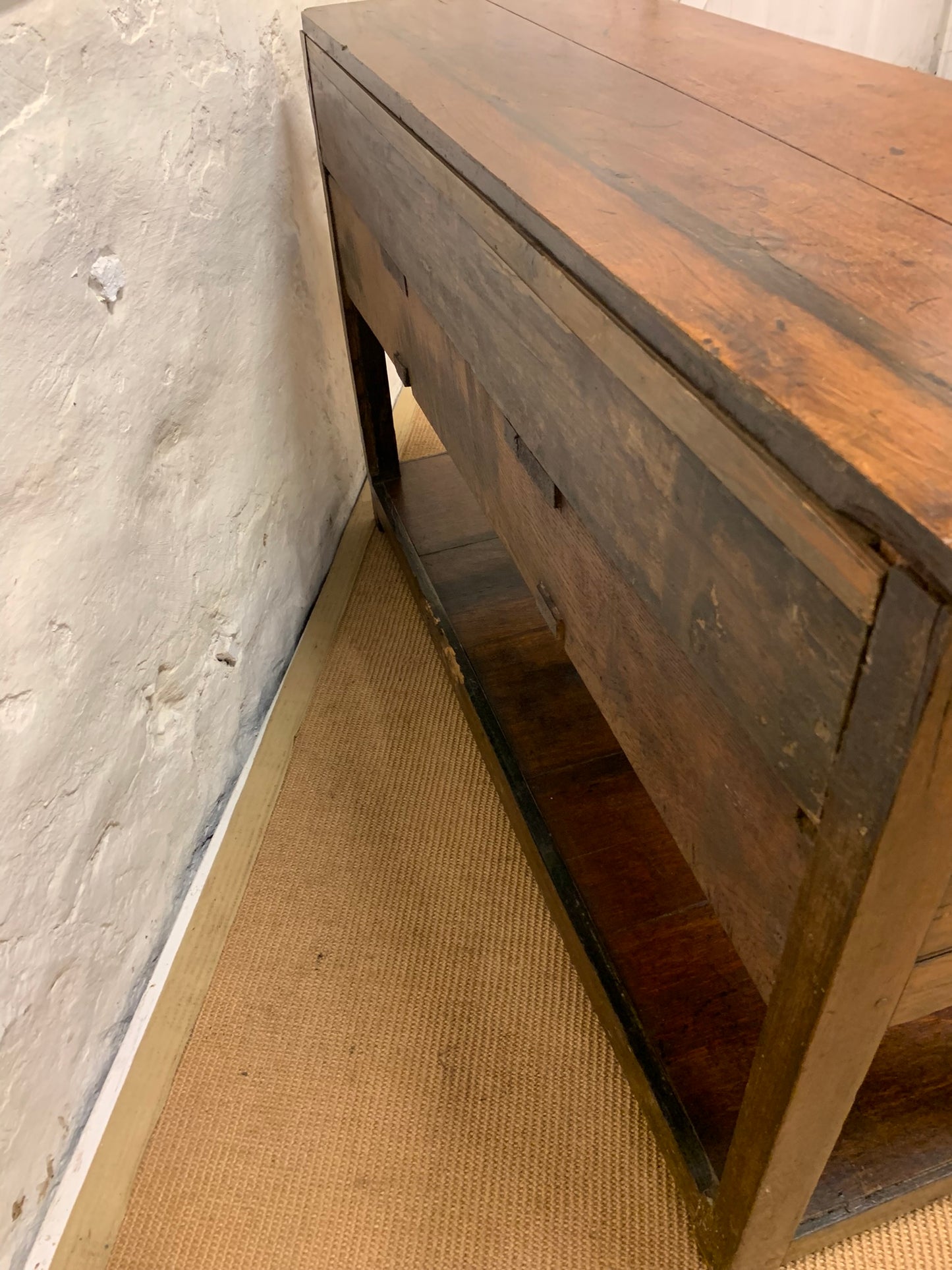 Antique Oak Potboard Server Ca 1840