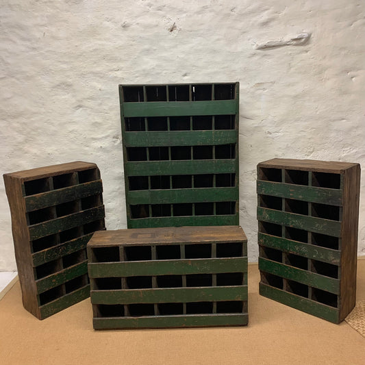 Antique painted pigeon hole stands/shelves