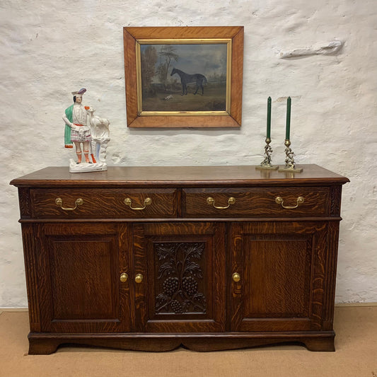English Solid Oak Buffet Cupboard