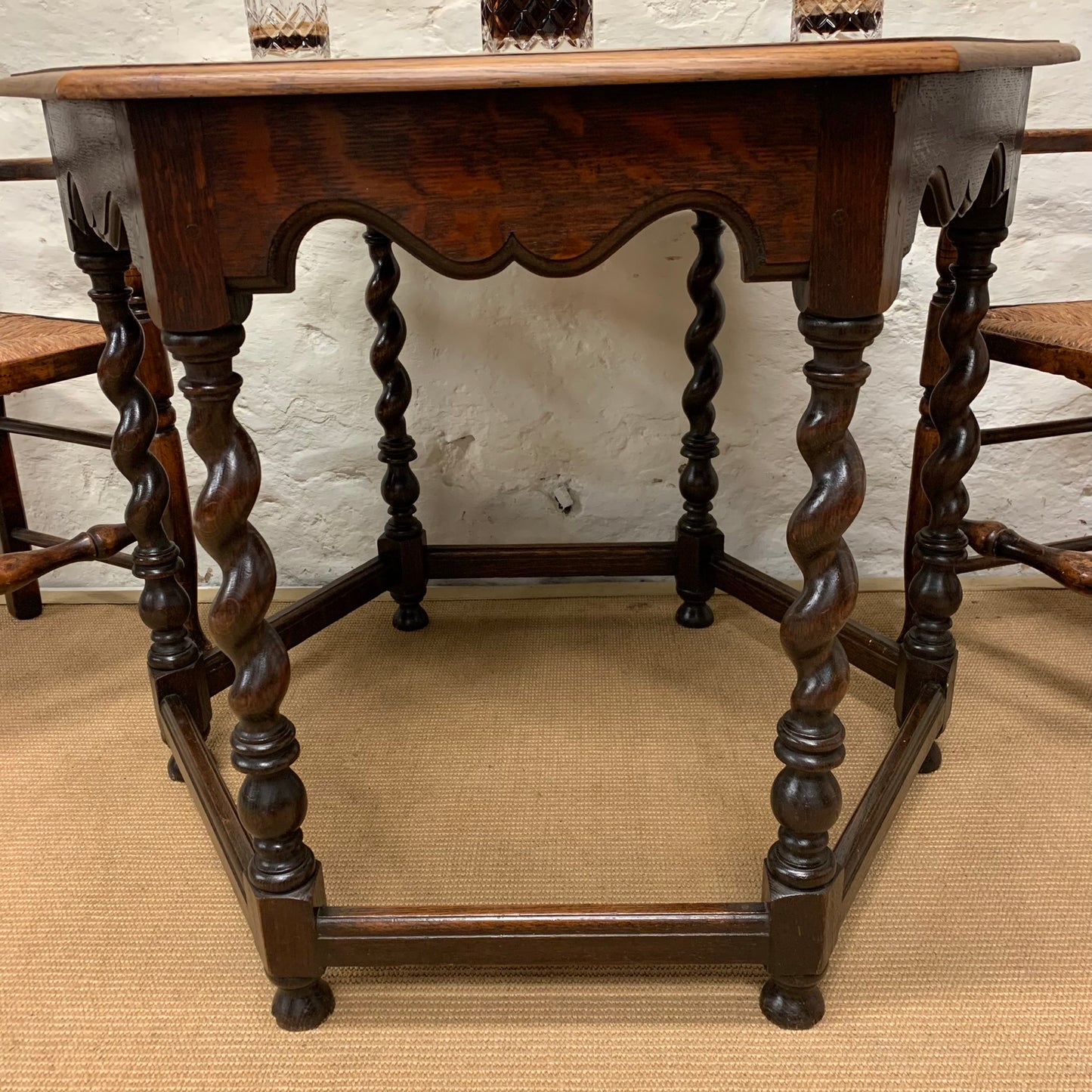 Antique Oak Barley Twist Centre Table