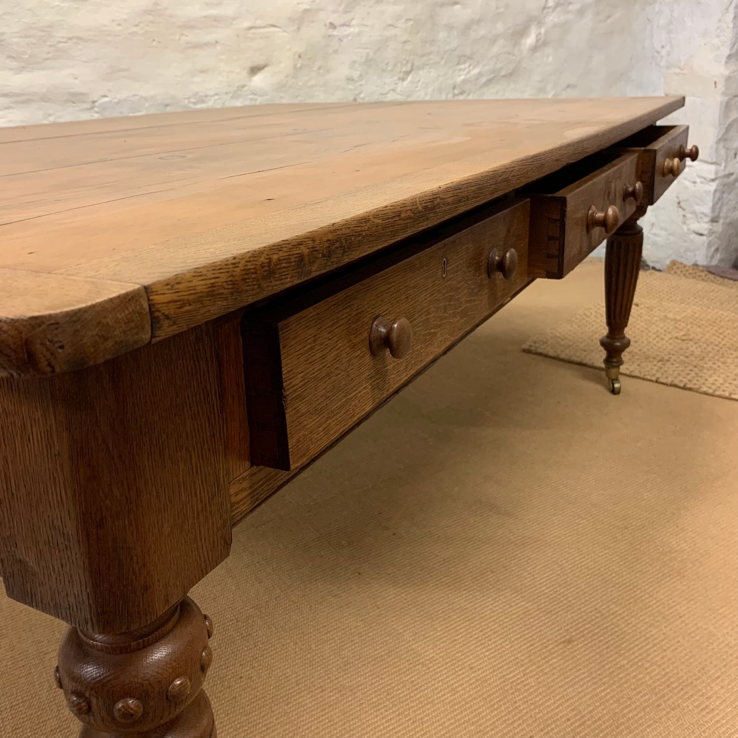Antique Pine and Oak Library Table