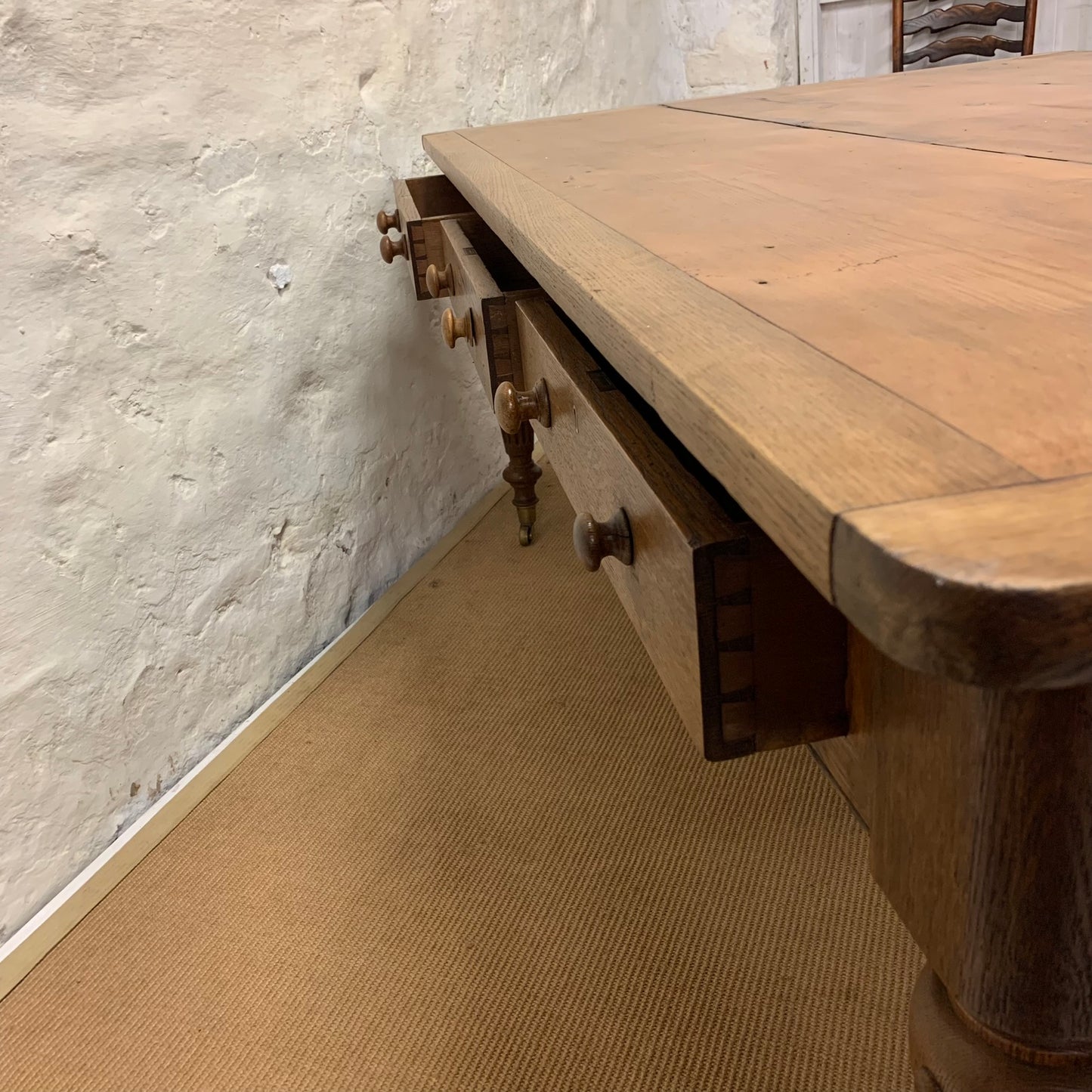 Antique Pine and Oak Library Table