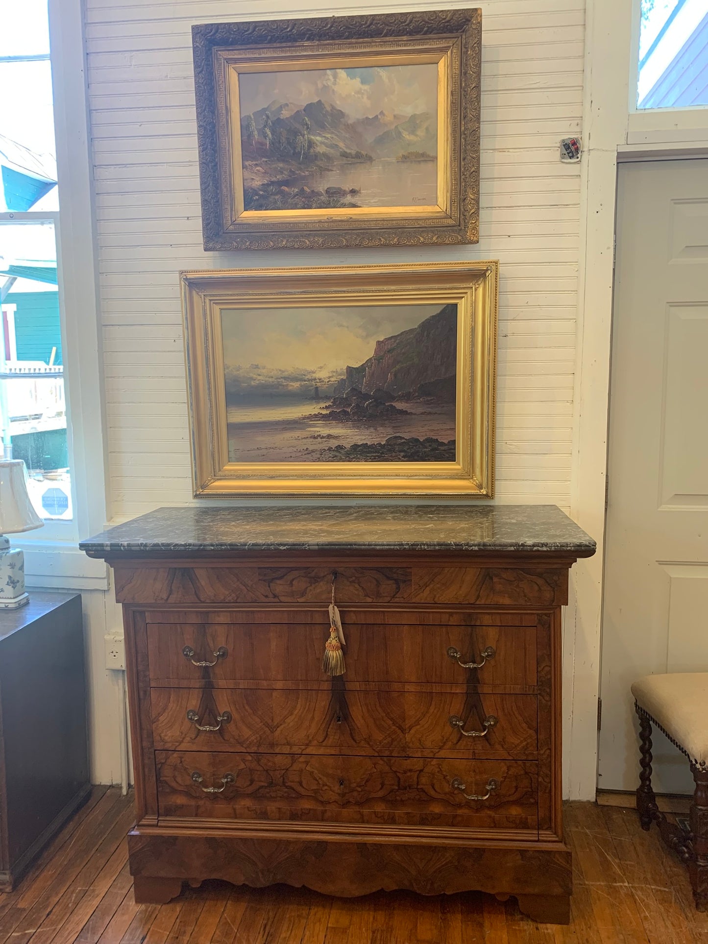 Antique French Walnut Commode with Marble Top