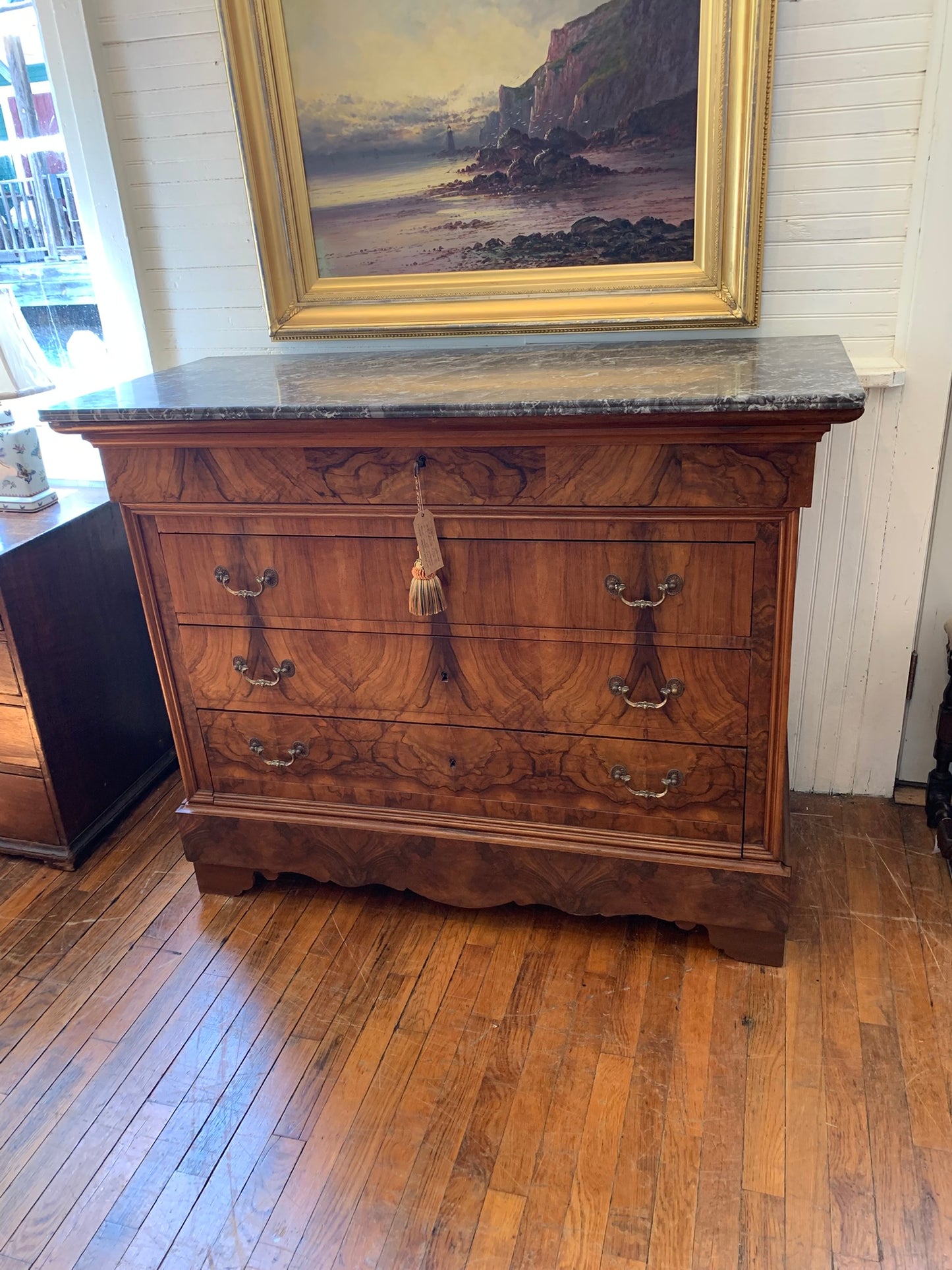 Antique French Walnut Commode with Marble Top