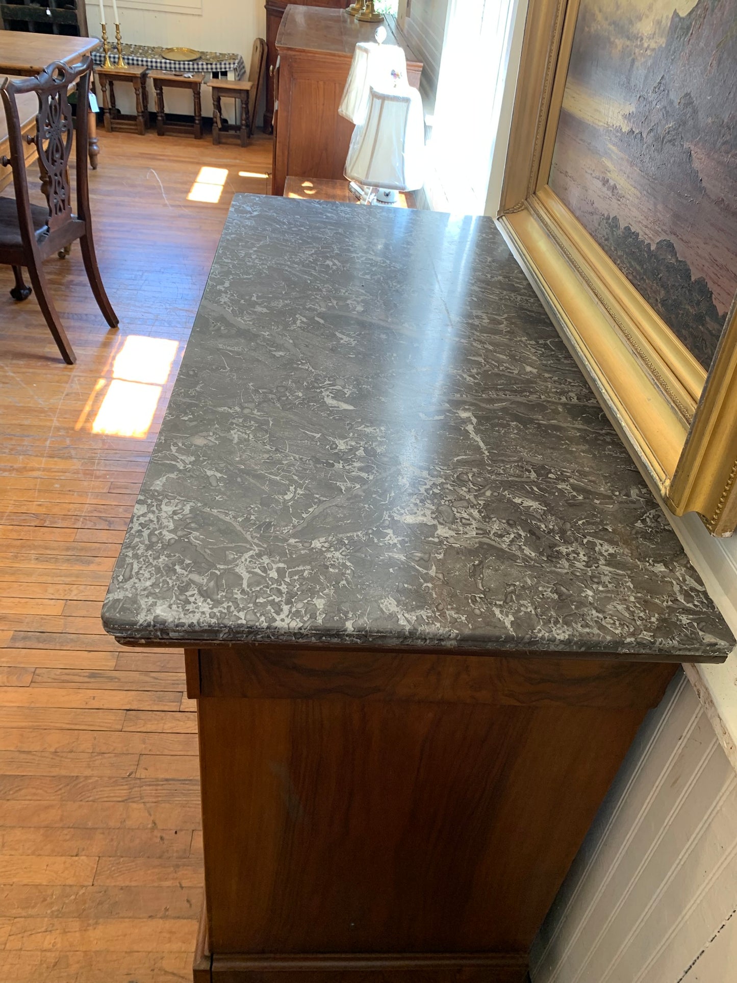 Antique French Walnut Commode with Marble Top