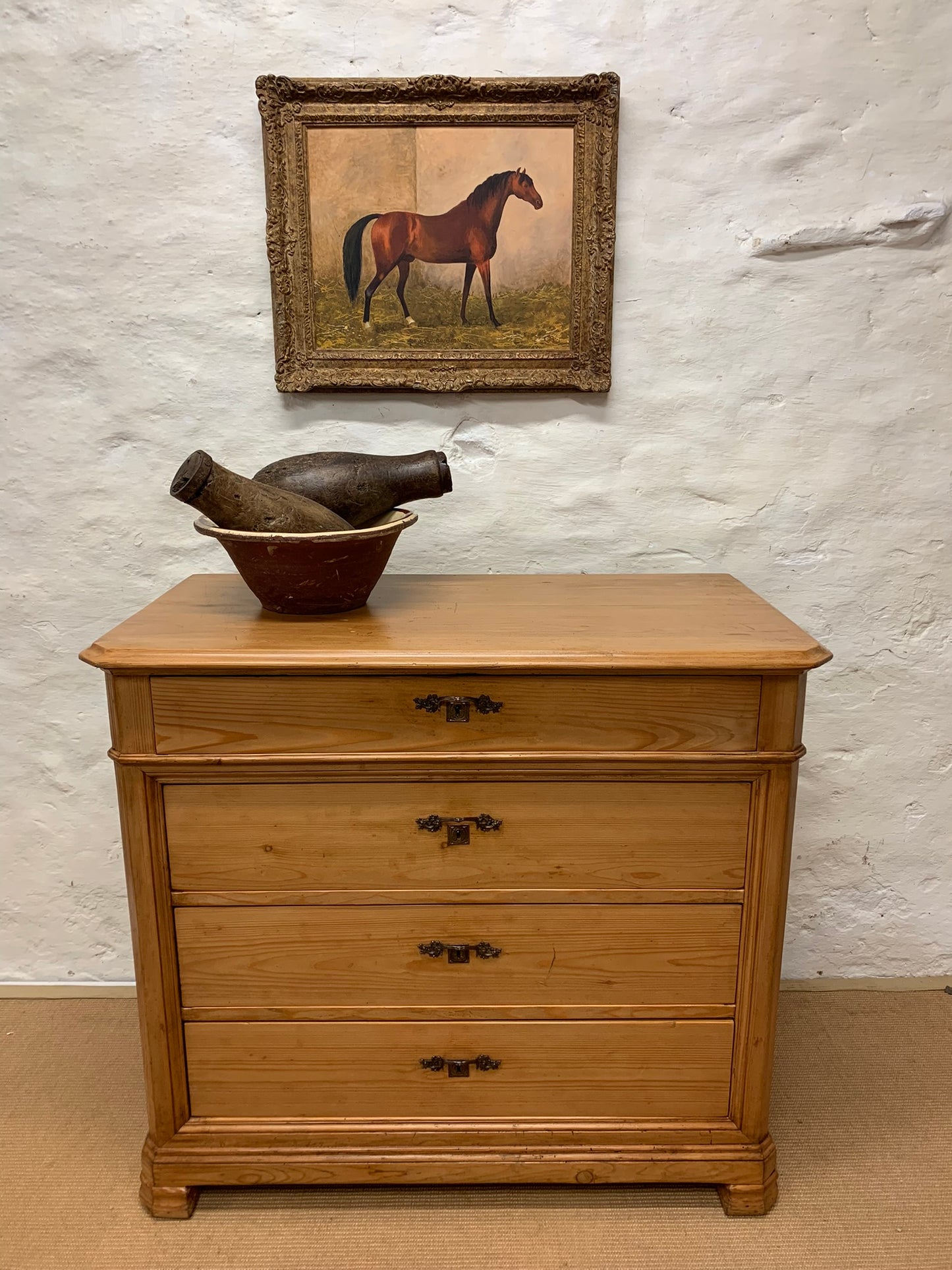 French Antique Pine Chest Ca 1880