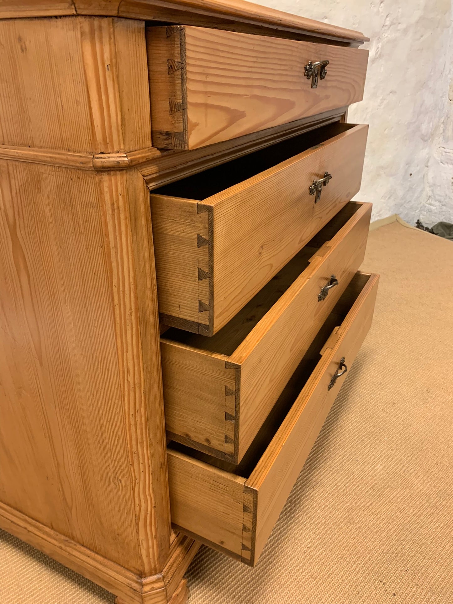 French Antique Pine Chest Ca 1880