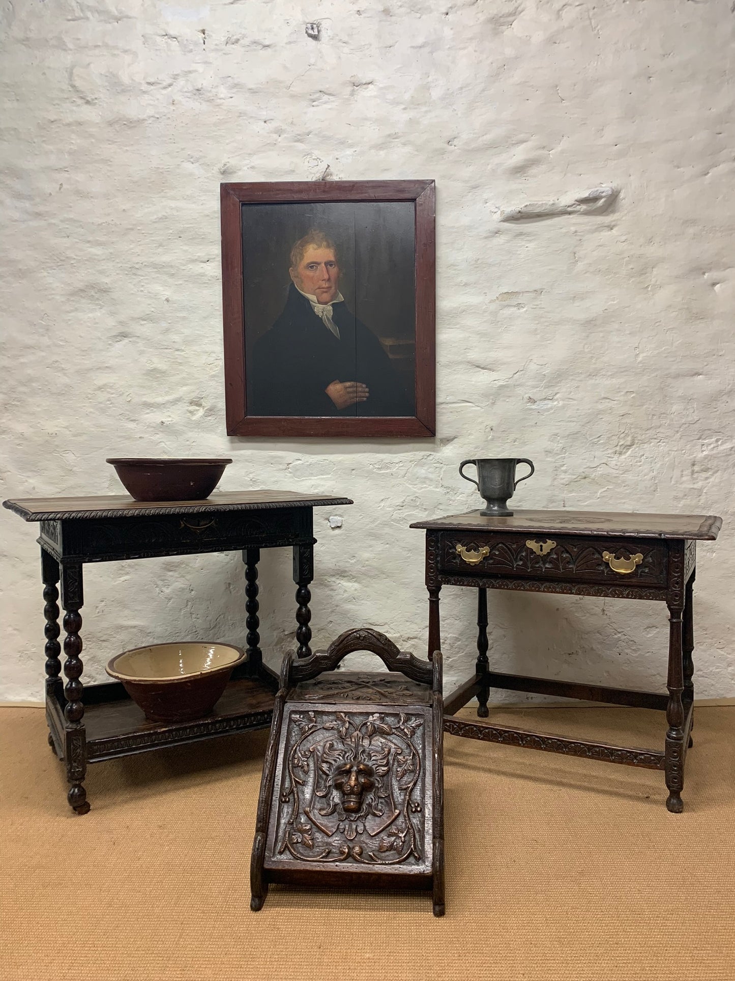 Carved Oak Side Table