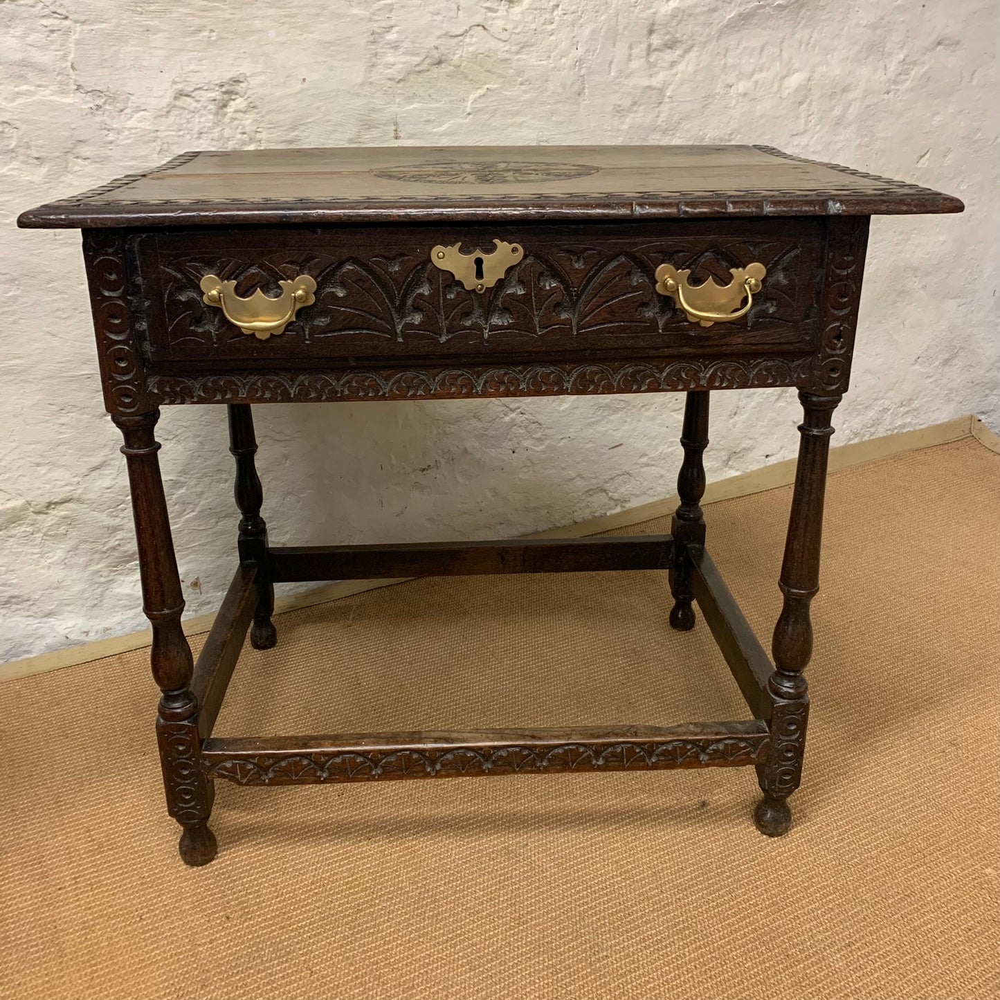 Carved Oak Side Table
