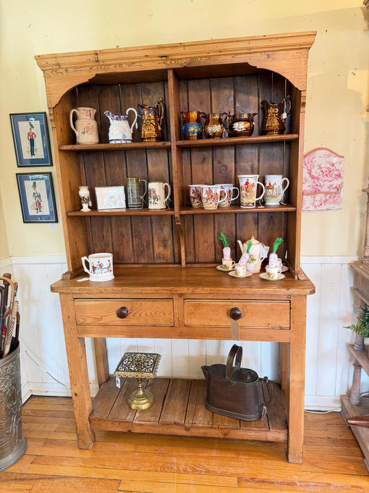 Antique Pine Dresser with Plate Rack