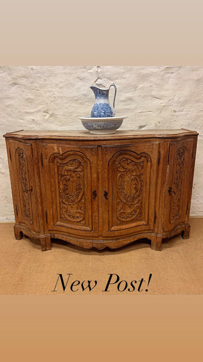 Italian Carved Oak Commode/ Buffet Cabinet