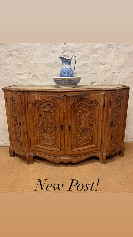 Italian Carved Oak Commode/ Buffet Cabinet