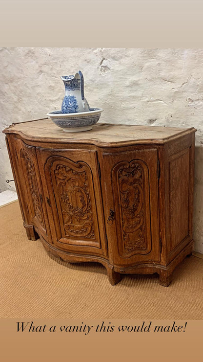 Italian Carved Oak Commode/ Buffet Cabinet