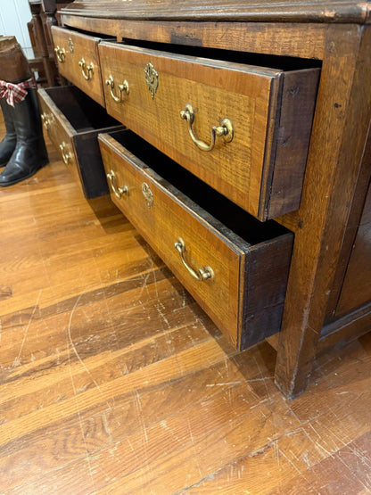English Antique Oak Tack Cupboard Ca 1840