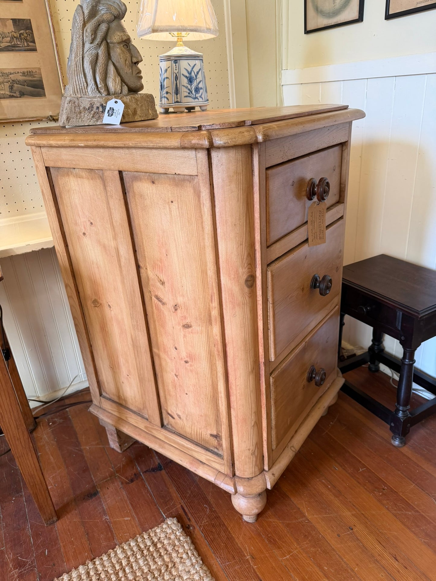 Antique Pine Chest Ca 1870