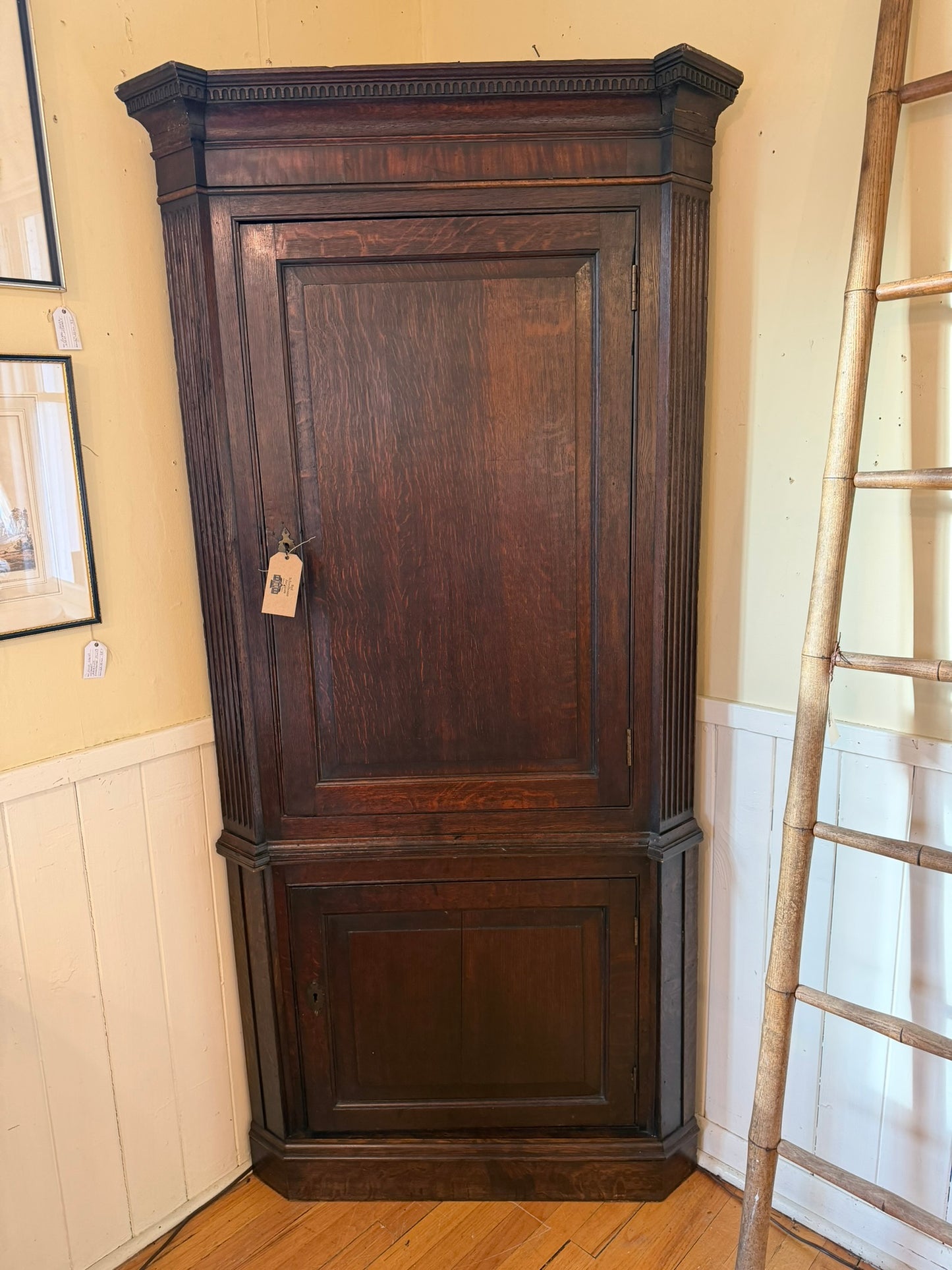 Antique Oak Corner Cupboard Ca 1820
