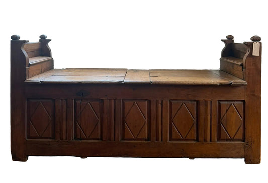 Antique French Chestnut Bench Ca 1860