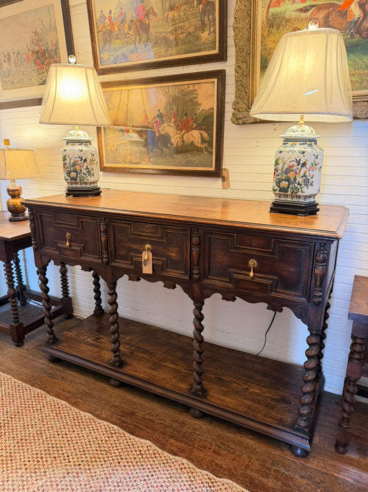 Antique Oak Barley Twist Sideboard Server ca 1900