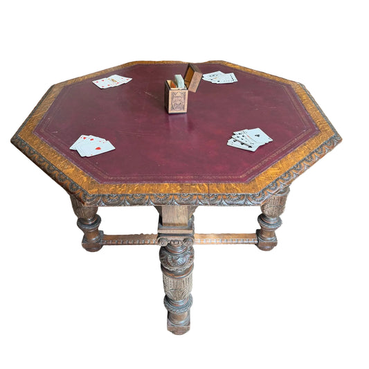 Antique Carved Oak Library Table Ca 1880