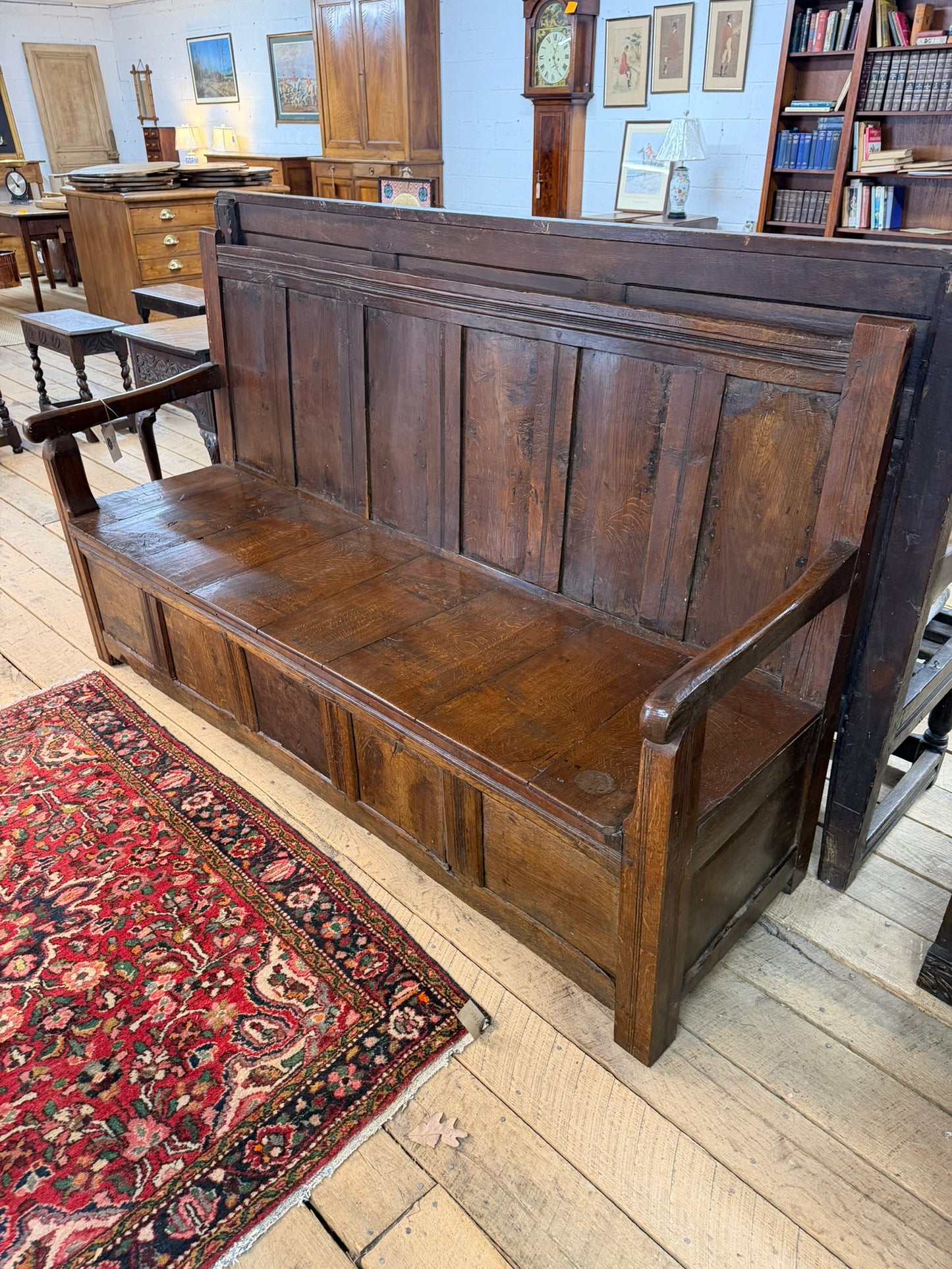 Antique Oak Tavern Bench Ca 1820