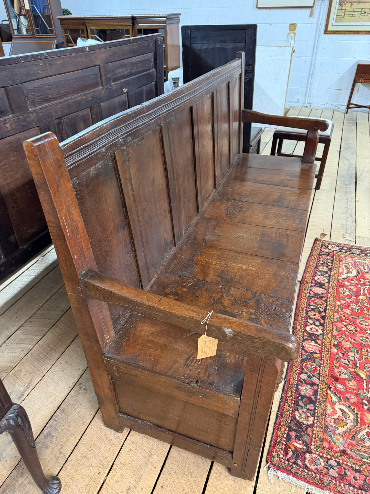 Antique Oak Tavern Bench Ca 1820