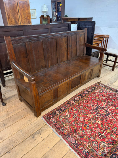 Antique Oak Tavern Bench Ca 1820
