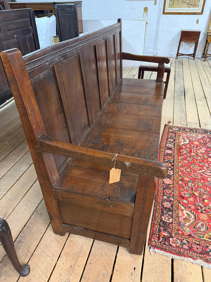 Antique Oak Tavern Bench Ca 1820