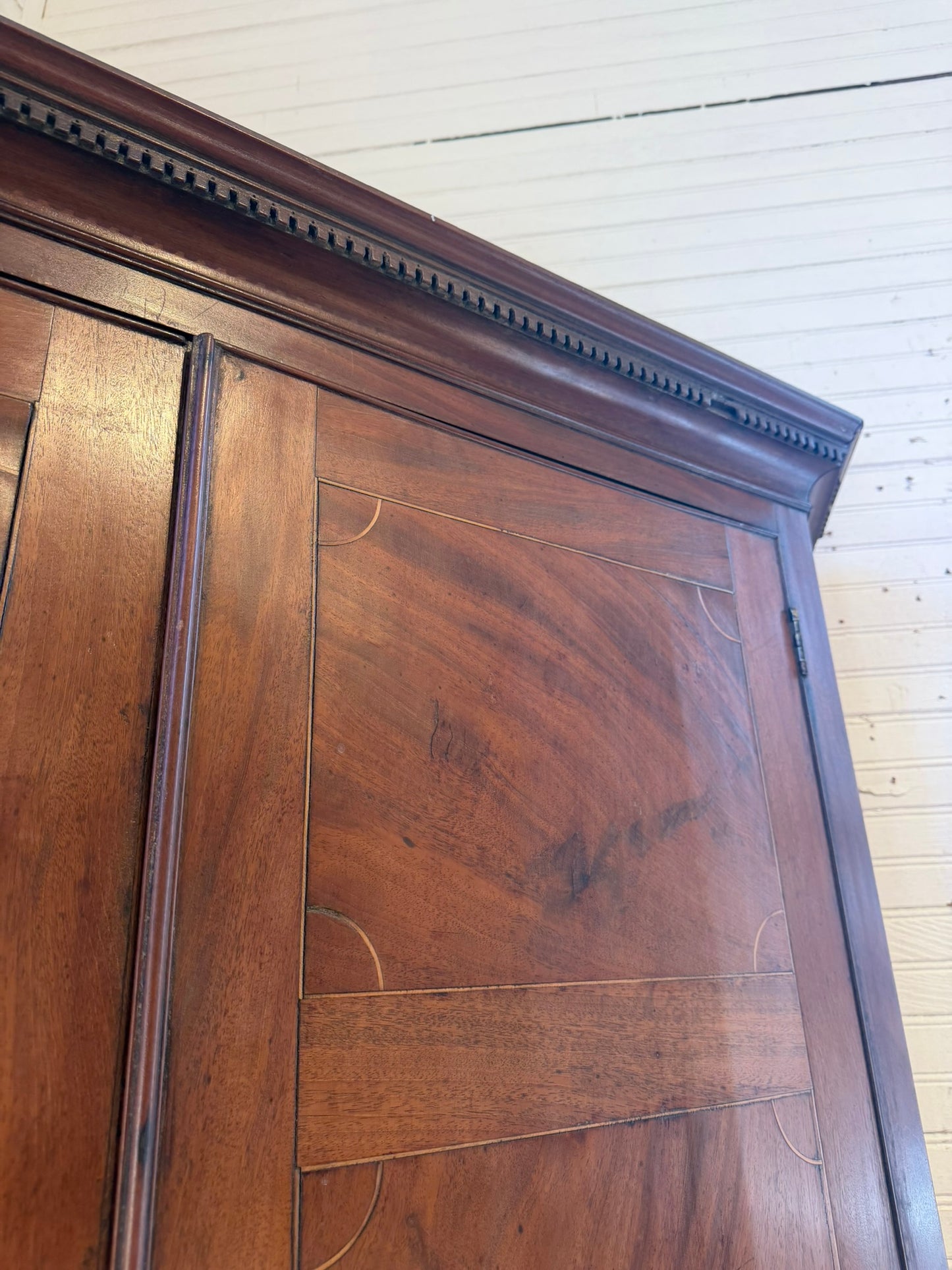 Antique Flame Mahogany 4 Door Corner Cupboard