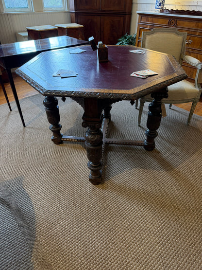 Antique Carved Oak Library Table Ca 1880