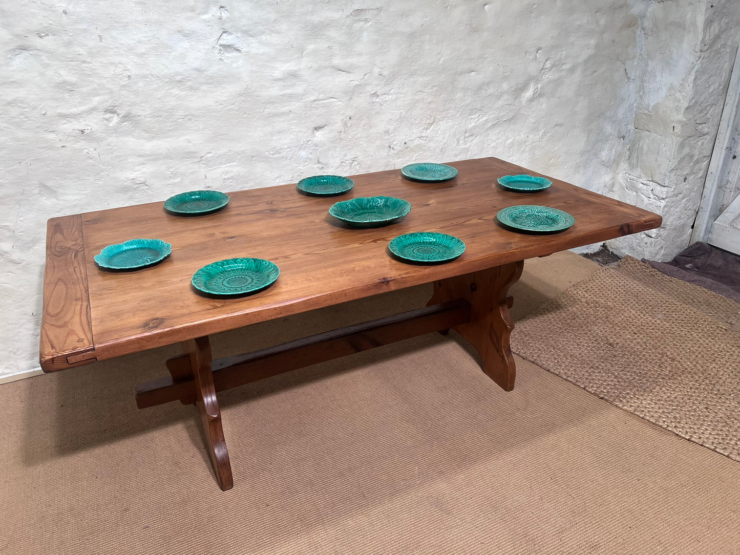 Pine Trestle Base Dining Table