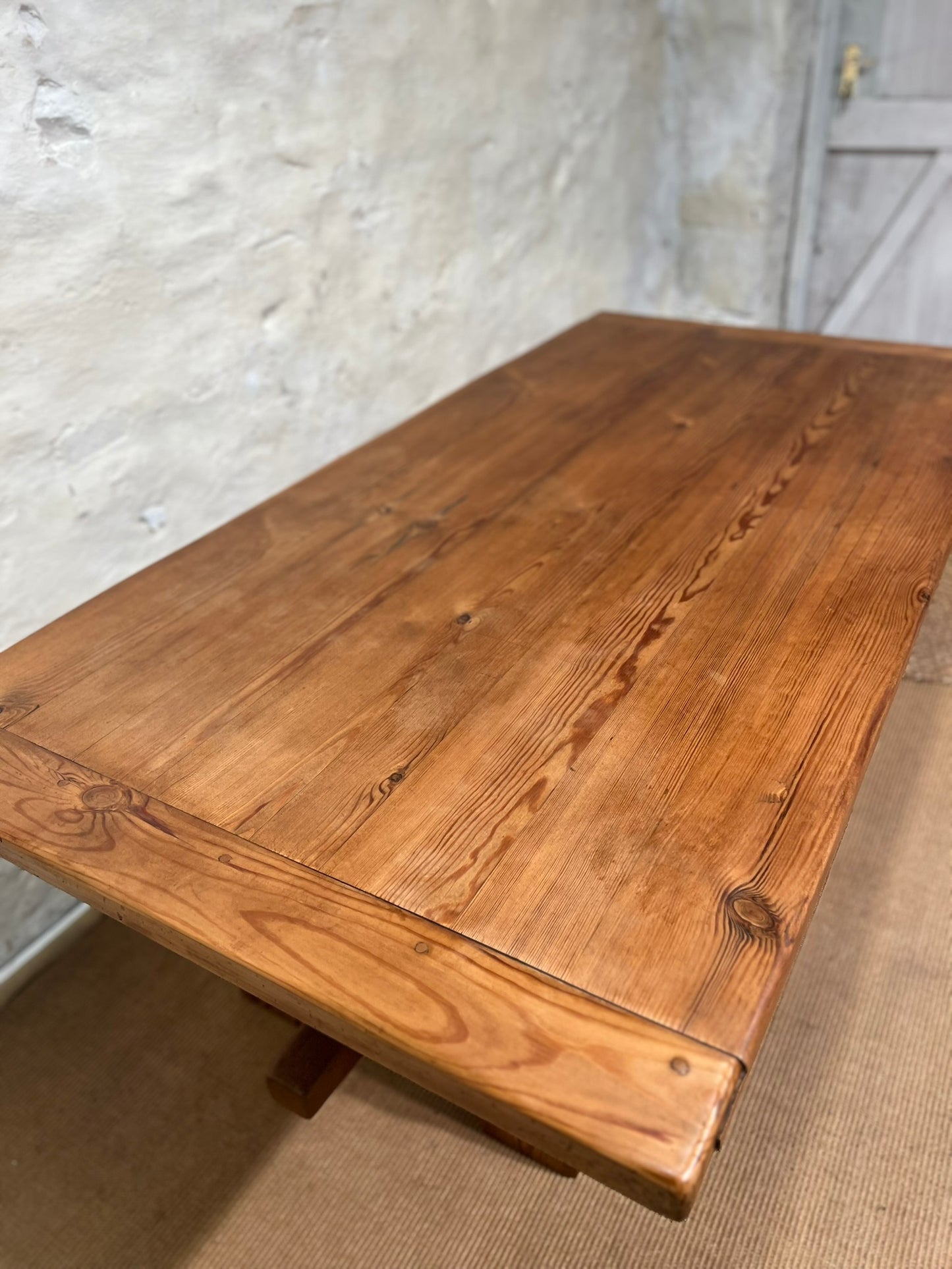 Pine Trestle Base Dining Table