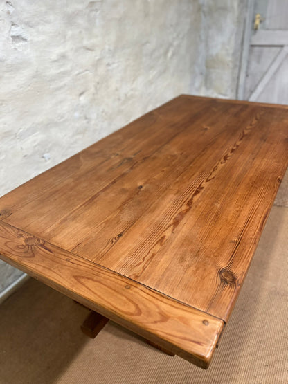 Pine Trestle Base Dining Table