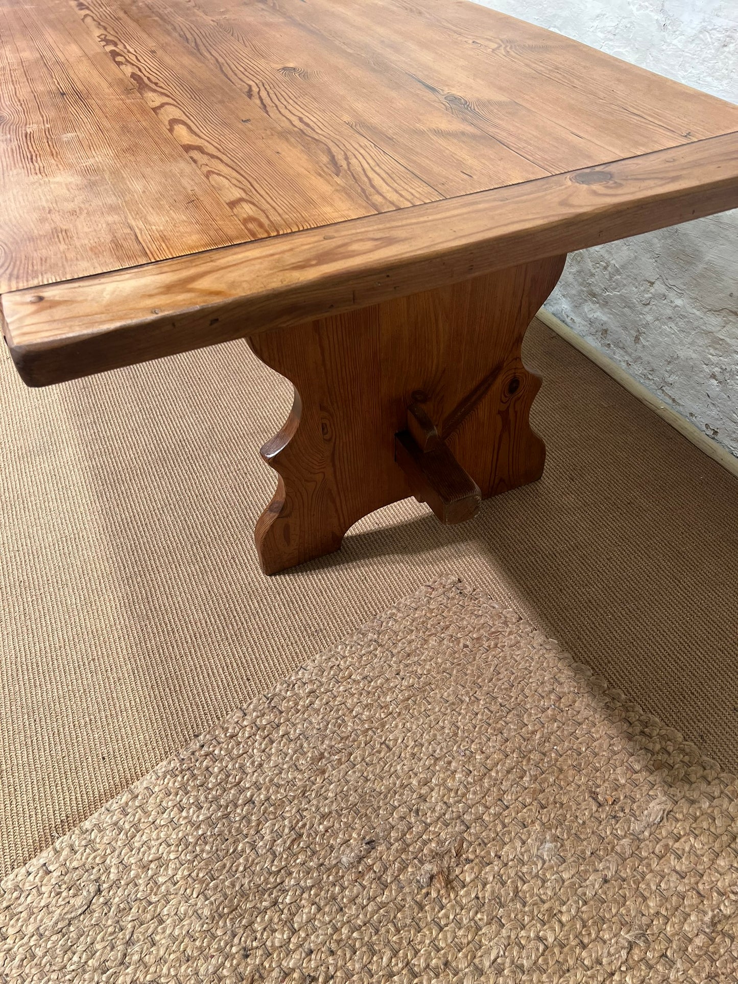 Pine Trestle Base Dining Table