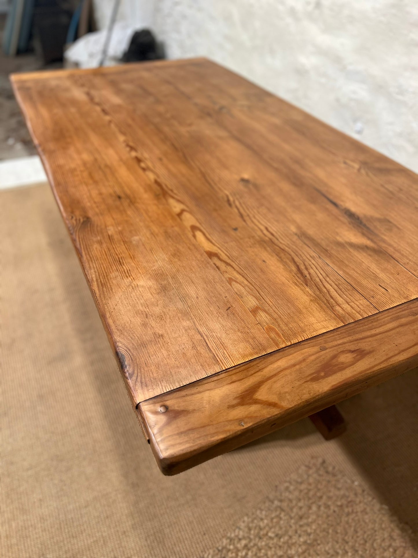 Pine Trestle Base Dining Table