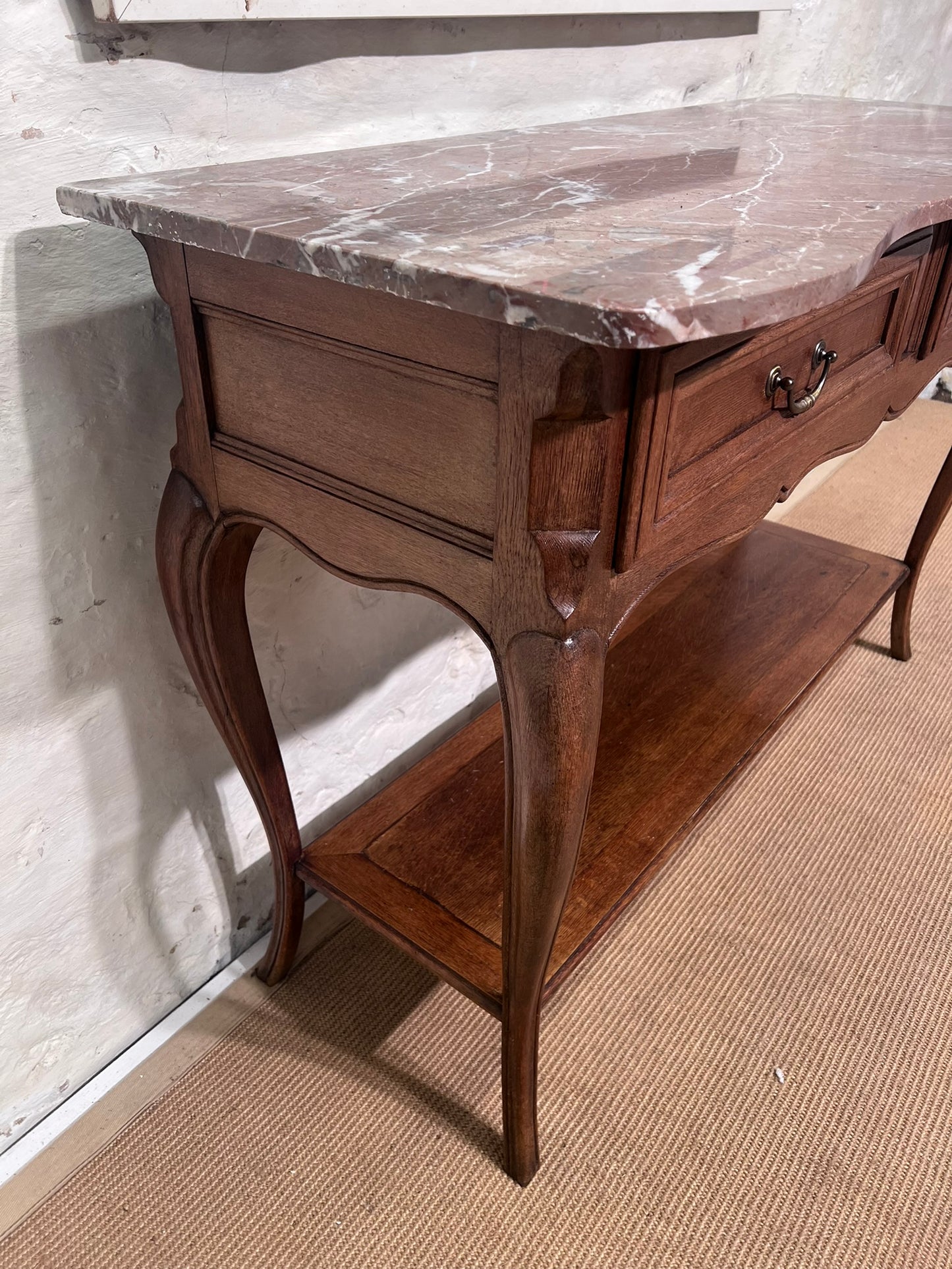 French Vintage Oak Side Table