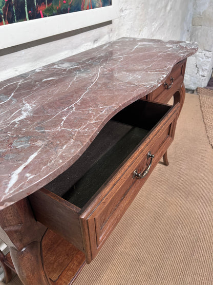 French Vintage Oak Side Table