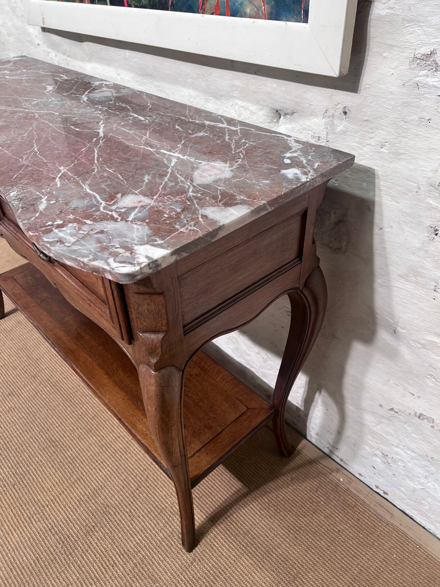 French Vintage Oak Side Table