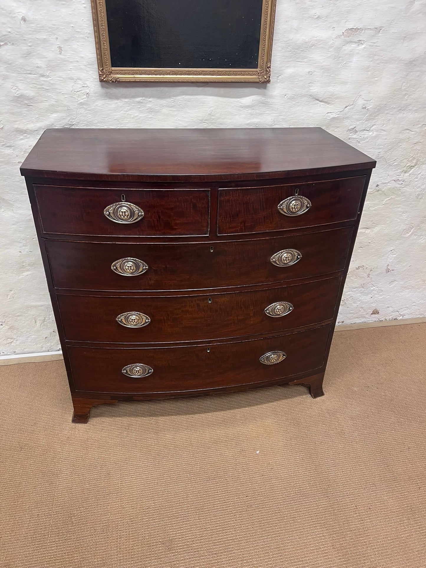 Antique Mahogany Bow Front Chest Ca 1860