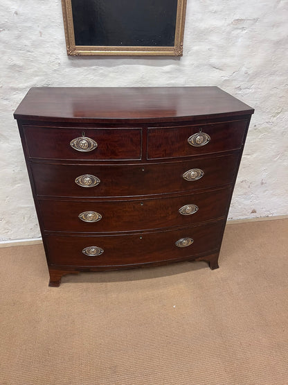 Antique Mahogany Bow Front Chest Ca 1860