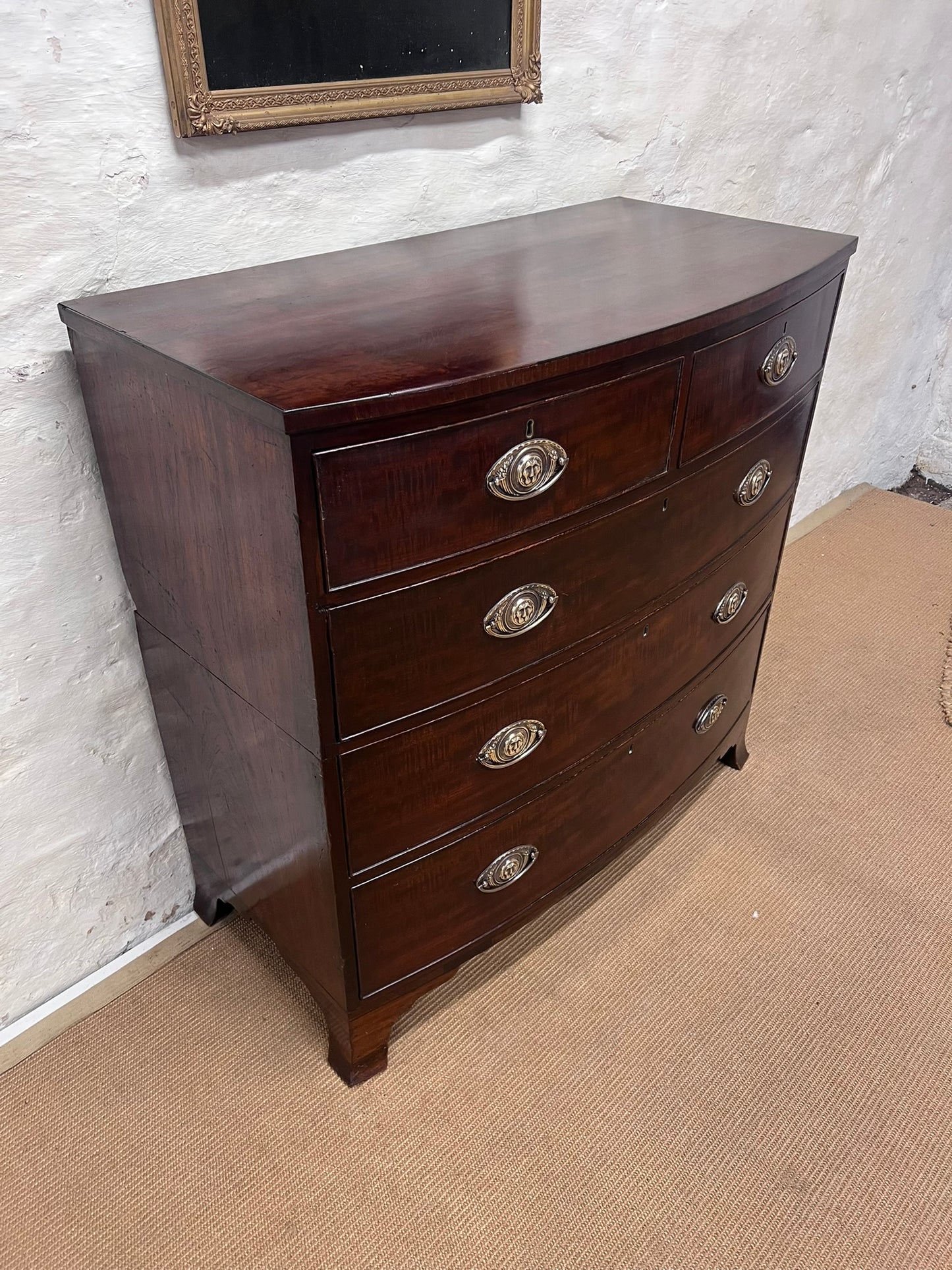 Antique Mahogany Bow Front Chest Ca 1860
