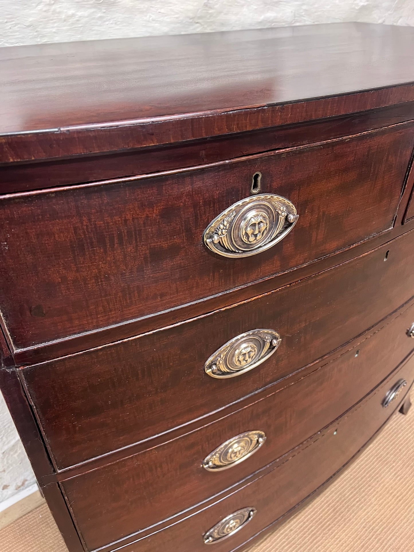 Antique Mahogany Bow Front Chest Ca 1860